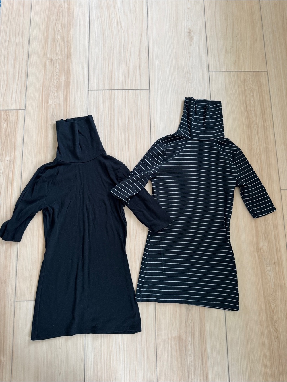 a new day Black Turtleneck and Black/White Striped Short Sleeve Turtlenecks
